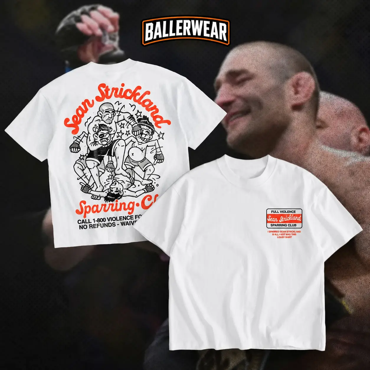 BALLERWEAR Sean Strickland Sparring Club Double Sides Heavy Cotton Unisex T-shirt, UFC Graphic Tee, UFC MMA Shirt, Gift for Fighters, Sports Apparel Cotton Tee, Gift for you, Made In USA.