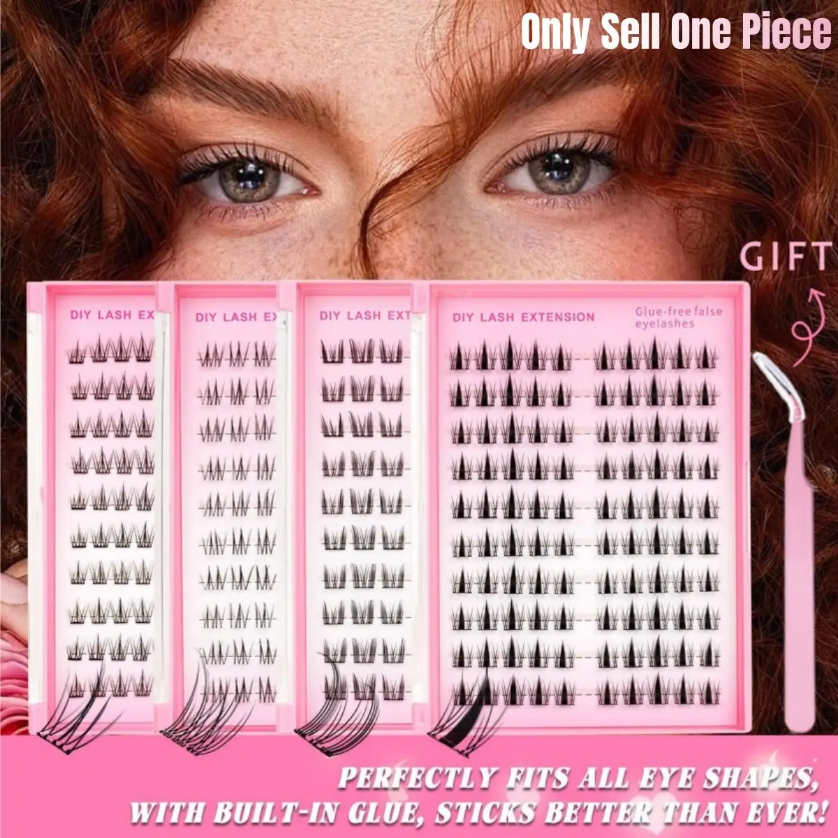 Self Adhesive Natural Glueless Lashes Clusters, Diy Eyelash Extensions, Fluffy Eyelashes Cluster, Cluster False Lashes, Ultra-Thin & Lightweight, Manga Wispy Look, No Glue Needed Press On Lashes, Easy Apply for Beginners, C Curl, No Residue, Long Lasting