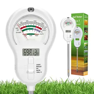 6-in-one Soil Test Kit-Soil Moisture Meter/PH Meter/Fertility/Sunlight Intensity Soil Tester, LCD Air Hygrometer&Temperature Moisture Meter for Plants-, Lawn,Farm,1 Pack Detachable Probe