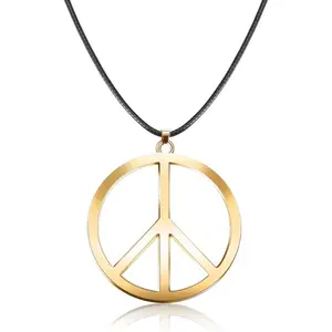 1 Piece Metal Peace Sign Pendant 1960s 1970s Hippie Party Accessories Necklace