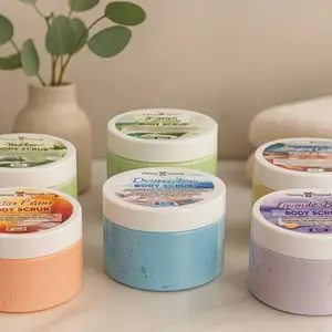 Foaming Luxury Body Scrub Exfoliant Cleansing 8 oz Jar for Smooth Soft Skin Repair & Refreshing Cosmetic Cleanser