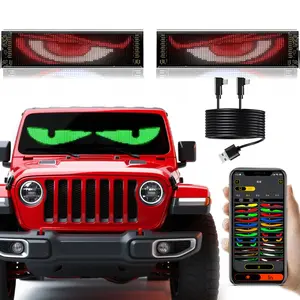 Devil Eyes Flexible LED Sign for Car Windshield Customizable Programmable Scrolling Message Display Smart APP Control LED Matrix Pixel Panel Lamp Easy Installation Universal Fit for Truck Automotive Decoration Vehicle Custom