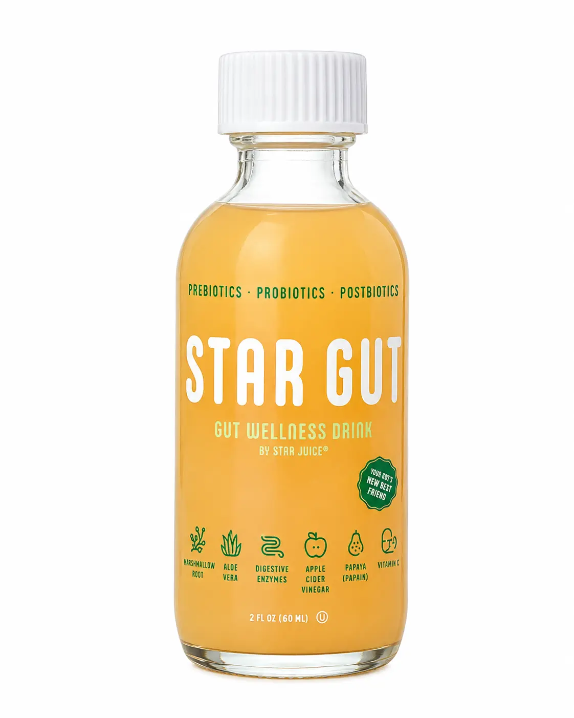 Star Juice Gut Health Liquid Vitamin Drink - Prebiotics, Probiotics, Digestive Enzymes, Organic Ingredients, Aloe Vera, Apple Cider Vinegar - Digestive Support, Gluten Free, Vegan, Kosher Safe, Metabolism Boost - 8oz Bottles (Pack of 6)