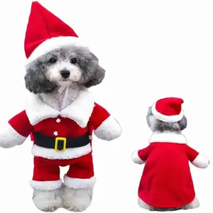 Pet Funny Clothes Xmas Clothing Warm Fleece Coat Puppy Dog Fashion Christmas Clothes Santa Claus Standing Costume New