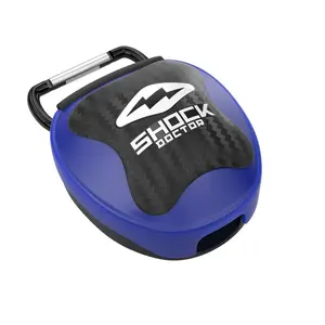 Shock Doctor Heavy Duty Ventilated Mouthguard Case with Carabiner Clip Secure Storage for Two Mouthguards or One Lip Guard Blue