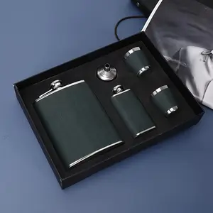 Multi-Style High-End Stainless Steel Flask Set - Portable Leak-Proof Whiskey Rum Vodka Hip Flask with Gift Box, Great Gift for Friends Elders Holidays, Perfect for St. Patrick's Day Easter Valentine's Day Eid Celebrations.