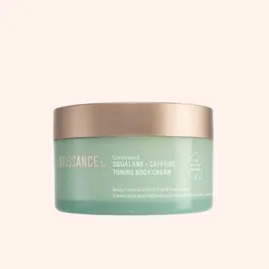 BIOSSANCE Squalane + Caffeine Toning Body Cream - Niacinamide-Infused Body Care Cosmetic, Coffee-Powered Moisturizer for Firmness, Texture, All Skin Types - Vegan, Fragrance-Free, Restores Moisture Barrier