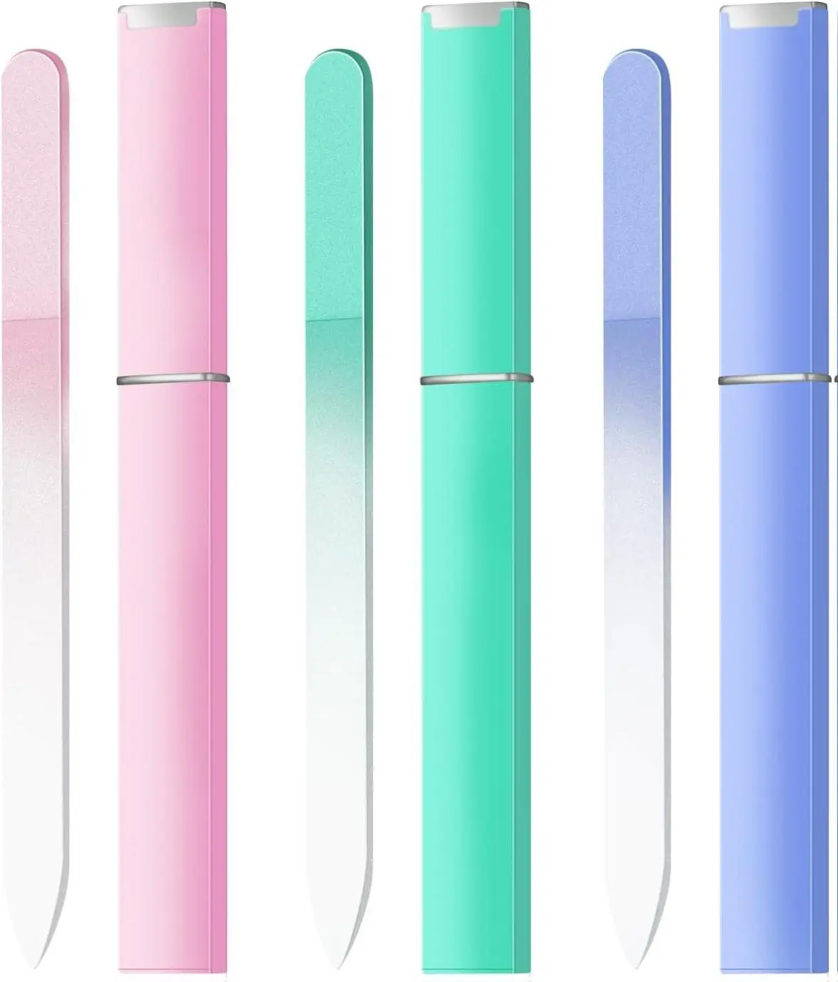 Crystal Glass Nail File 3-Pack, Double-Sided 240 Grit Manicure Tool for Gentle Nail Care - Creates a Smooth Polish & Reduces Peeling, Ideal for Travel, Travel Size, Gift, Lightweight, Compact, Double Sides, Basic, Nail Salon Supplies