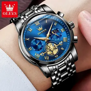 OLEVS Mens Watches Chronograph Business Dress Quartz Stainless Steel Waterproof Luminous Date Wrist Watch