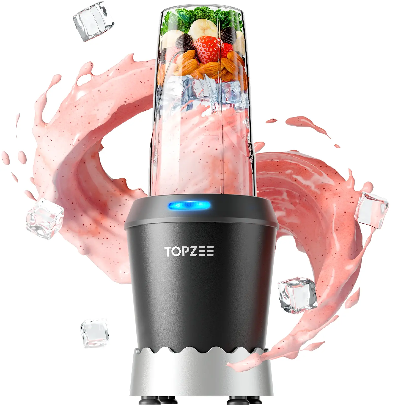 Topzee 1000W Blender, Bullet Blender for Smoothies, Dishwasher Safe with 24oz Easy Go Cups, Max 1200W vegetable blender