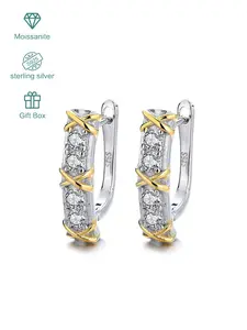 S925 Silver Cross U-Shaped Earrings, 0.8 Carat Moissanite, Hypoallergenic, Perfect for Wedding, Engagement, Anniversary Gifts