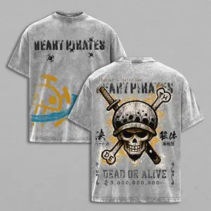 Trafalgar D. Water Law T-Shirt – One Piece Vintage Washed Oversized Tee, Double Printed Heavy Cotton Unisex Anime Streetwear Gift for Fans