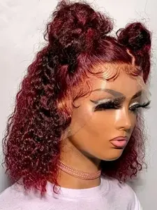 Women's Natural Look Human Hair Wig, 13x4 Lace Front Wig, Glueless Frontal Wig, Curly Bob Water Wave Texture, Short Wigs for Stylish Hairstyles