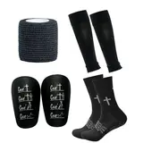 Men's 1 Set Anti-Slip Football Socks & Shin Guard - Nylon Grippy Soccer Grip Socks, Outdoor Sports Active Gear, Heavy-Duty Protection Machine-Washable Recreational Play Accessories,sohochic
