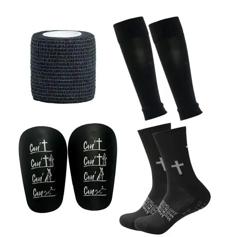 Men's 1 Set Anti-Slip Football Socks & Shin Guard - Nylon Grippy Soccer Grip Socks, Outdoor Sports Active Gear, Heavy-Duty Protection Machine-Washable Recreational Play Accessories,sohochic