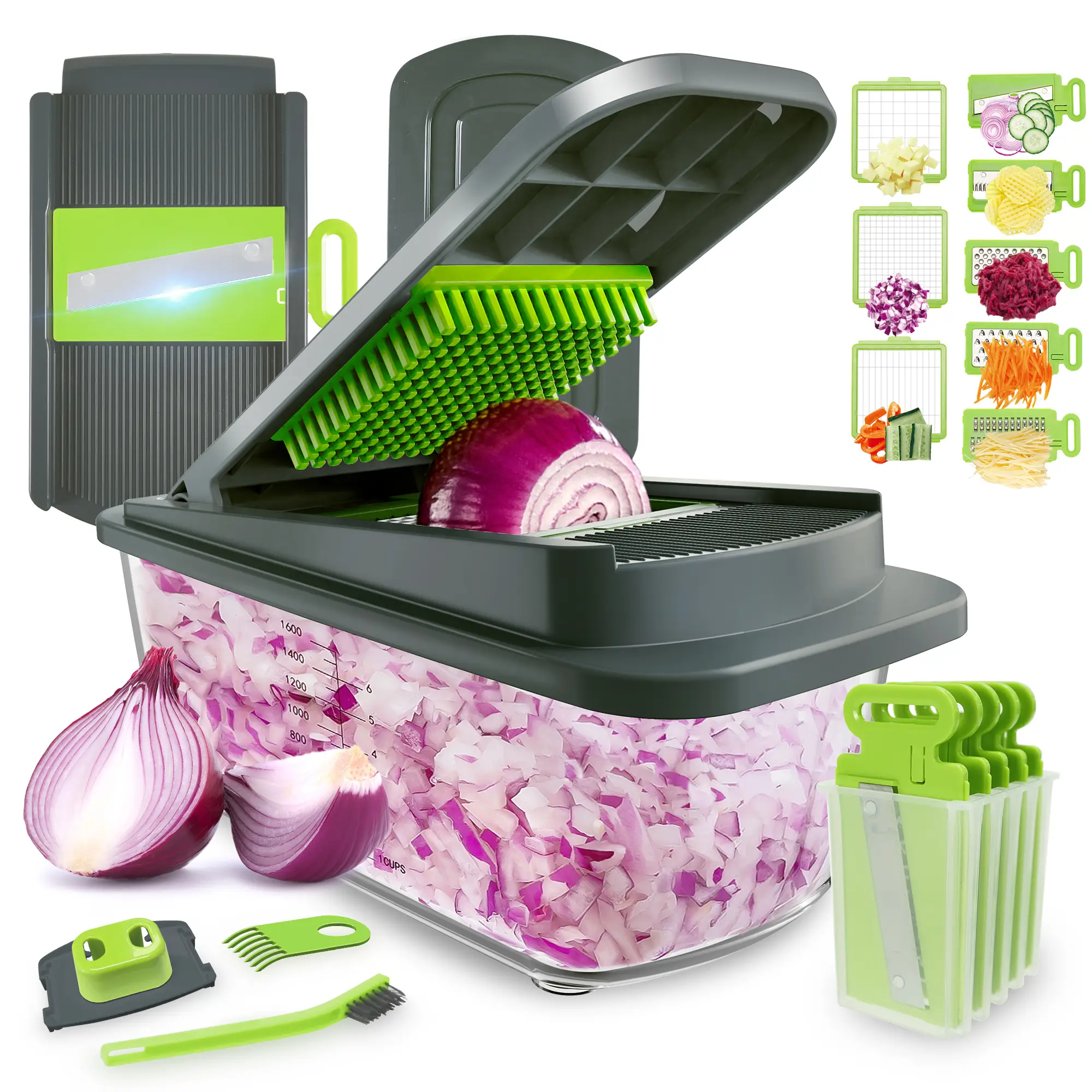 [FallDealsForYou]KitExpert Viral Veggie Chopper(Sharp&Sturdy), All-in-1 Multifunctional Vegetable Chopper tool, Slicer, Onion Cutter, Cheese Grater,