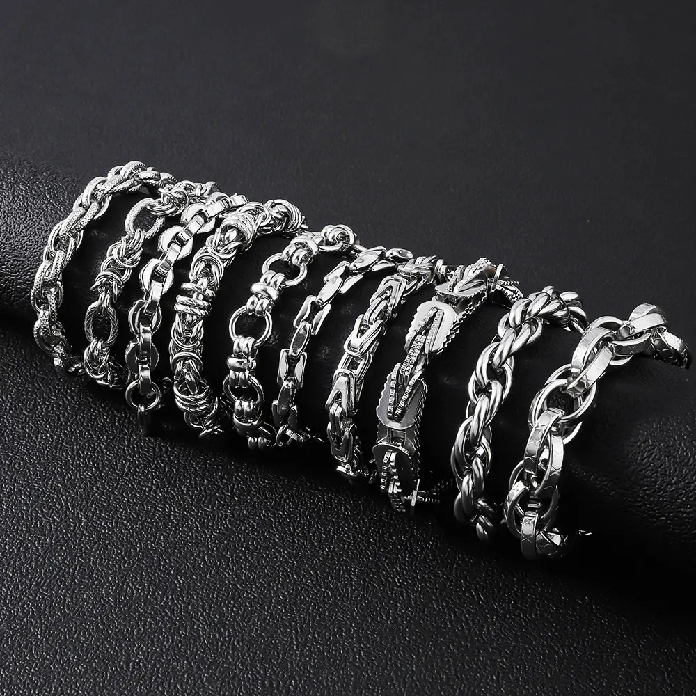 Men's Stainless Steel Cuban Link Bracelet - Simple, Bold Look, Punk Style High-End Fashion Accessory for Men's Casual Wear