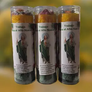 Botanica La Salud 3 pack New Year Candle Saint Jude for Work 3 Velas Año Nuevo San Judas for Job Success and Prosperity