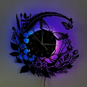 Colorful LED Vinyl Wall Clock, Home Decor, Office, Classroom, Store, Hotel Decoration, Birthday Gift, Easter, Christmas, Father's Day, Valentine's Day