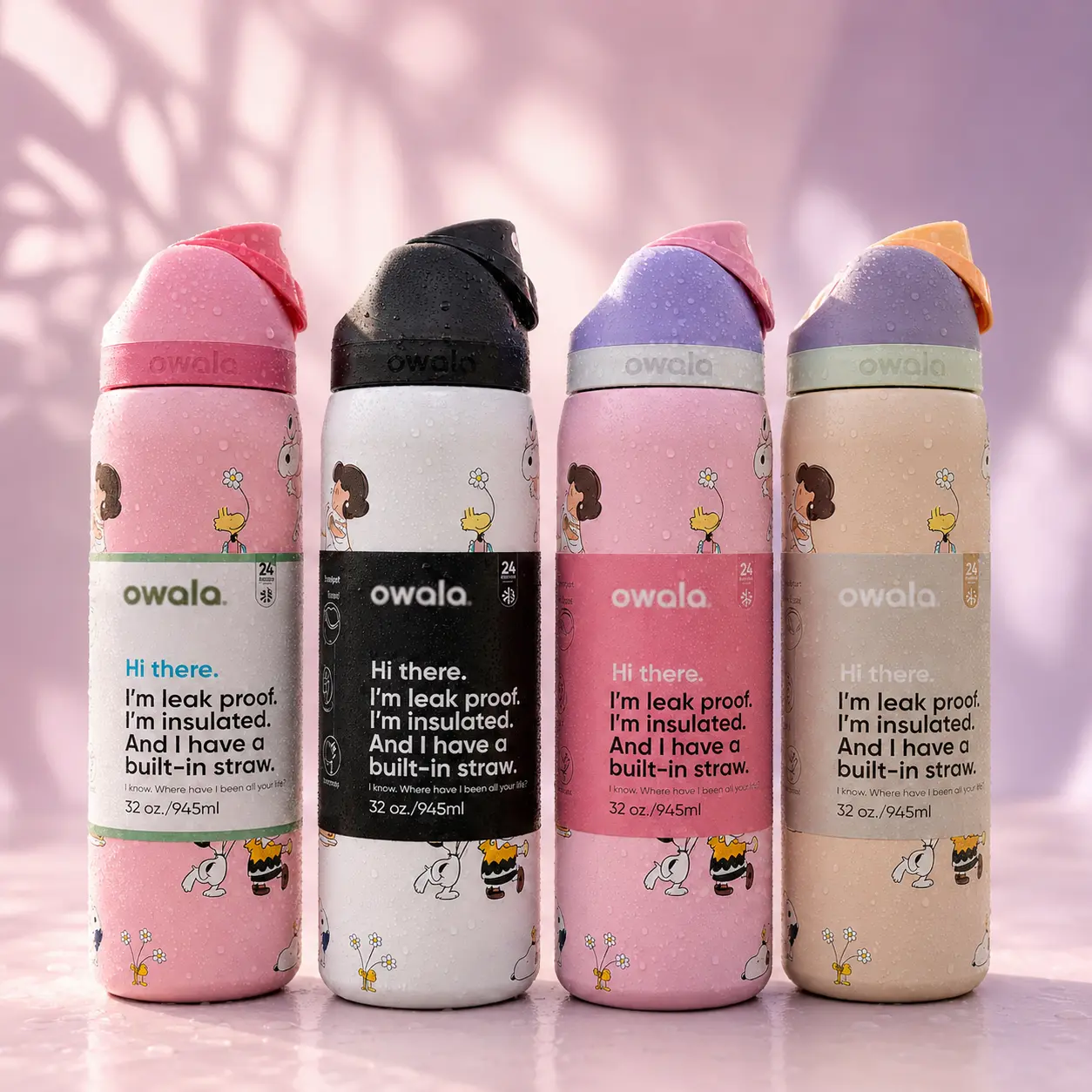 New Summer Owala FreeSip 32oz Bottle, Cute Black & White Insulated Stainless Steel Cup, Leakproof and BPA-Free #Owala