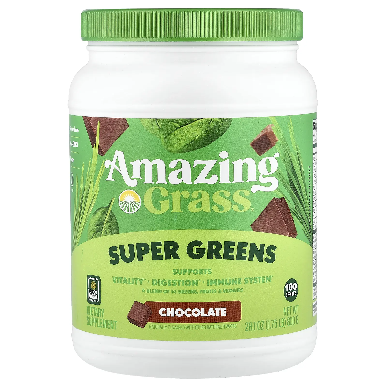 Amazing Grass Super Greens, Chocolate, 28.1 oz (800 g)