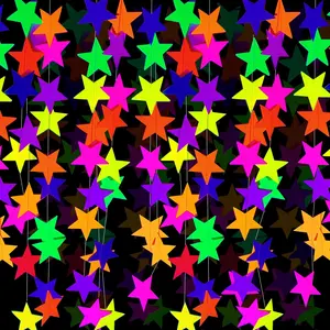 120feet UV Neon  Garland  Paper Streamers Glow in The Dark Black Light Glow Party Supplies and Decorations Glow in The Dark Garlands Blacklight Reactive Fluorescent Party Kit for Birthday