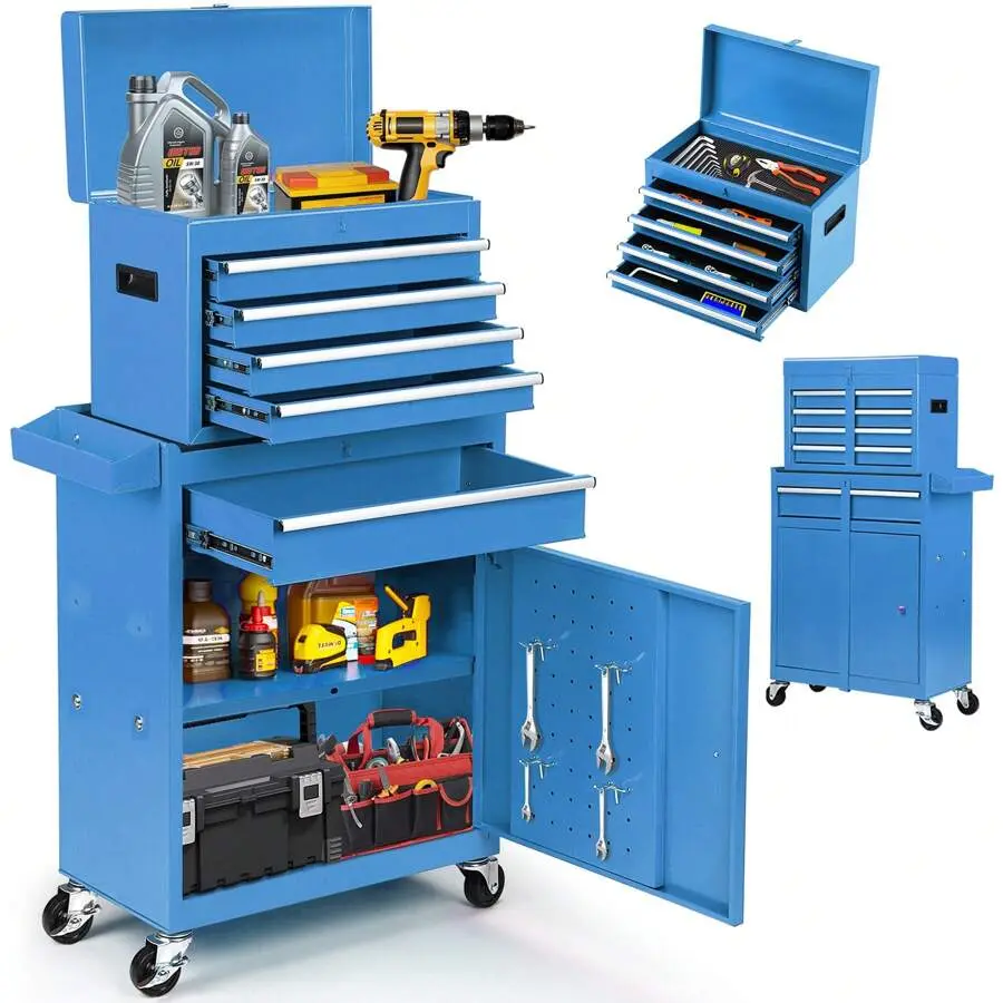 Artbros Rolling Tool Chest, 5-Drawer 2-In-1 Tool Cabinet With Lockable Wheels And Detachable Top Tool Box, Tool Cart For Warehouse, Workshop