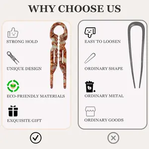 Prestige French Hair Pins 4.38" Plastic, U-shaped Magic Grip Hairpins Anti-Slip, Curved Shape Strong Durable Pins For Fine, Thick & Long Hair, Tortoise Shell Styling Accessories for Women
