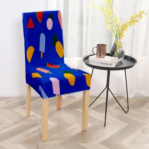 Polyester chair cover printed with patterns like watermelons and pineapples, suitable for dining rooms, living rooms, studies, meeting rooms, cafes, hotels, with good elasticity and easy - to -