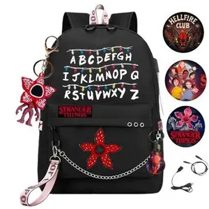 Stranger Things Chain USB School Bag Travel Backpack