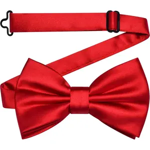 Solid Color Pre-tied Bow Tie Quality Adjustable Bowtie for Men Party Wedding