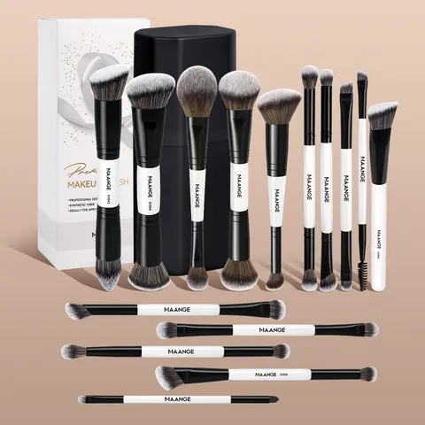 Maange 16-Piece Makeup Brush Set with Storage Case, Brush Makeup Kit, Includes Foundation, Blush, Powder, Concealer, Highlighter and Face Makeup Brushes for Multifunctional Cosmetic Application