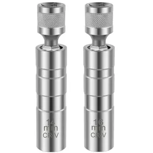 12PT 14&16mm Thin Wall Magnetic Swivel 3/8" Spark Plug Socket Drive