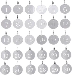 1-30 Key Tags with Labels Stainless Steel Numbered Tags Key Ring Metal Tags Coat Check Tags Key ID Tags Metal Nuber Tags Identifiers Key Label 30 Numbered Keychains for Dormitory Keys House Lockers Qusmeiyici