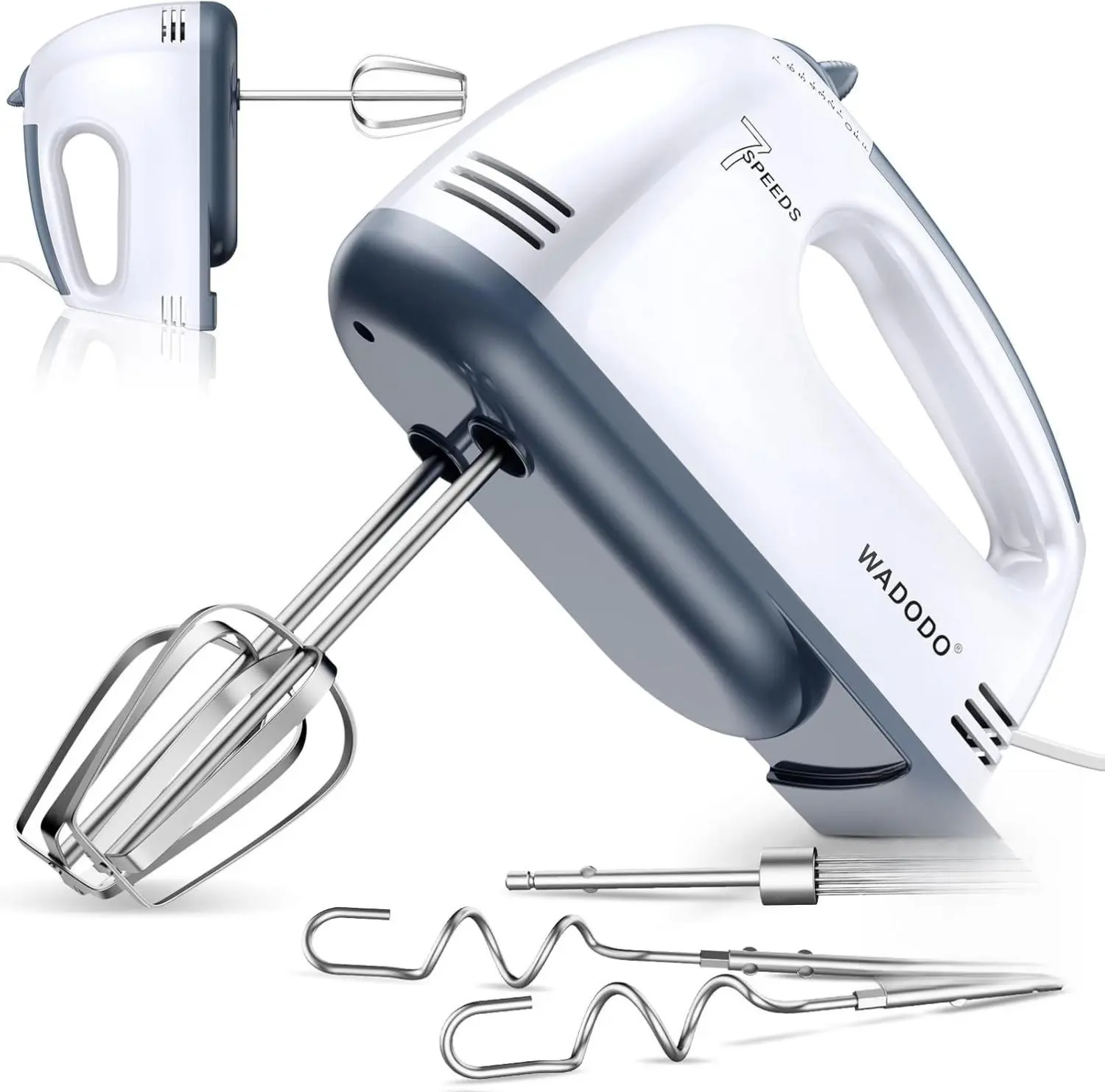 200W Electric Hand Mixer – 7‑Speed Small Handheld Mixer with 304 Stainless Steel Beaters, Dough Hooks & Whisk, Portable Kitchen Mixer for Cake, Cookies & Cream