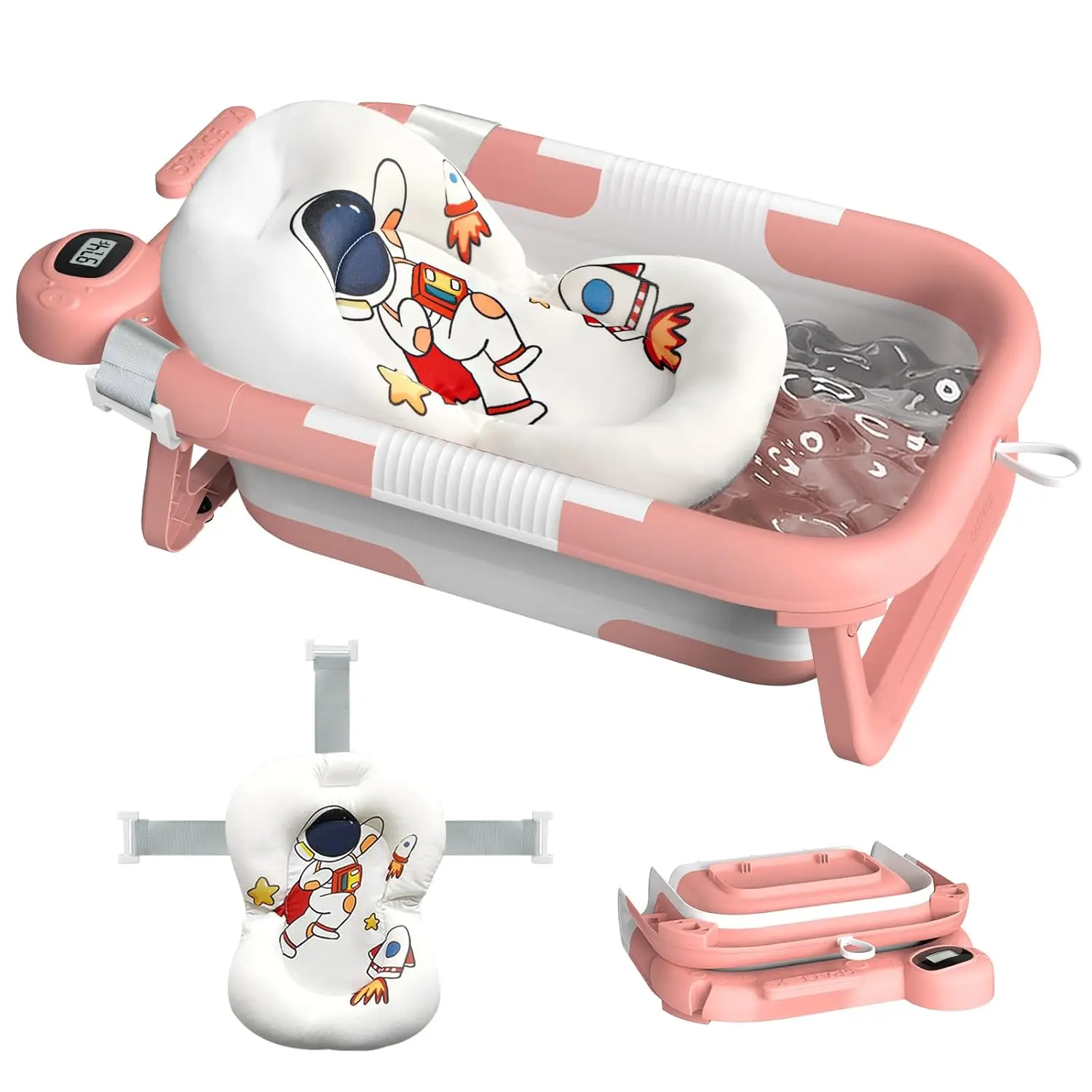 Collapsible Baby Bathtub for Newborn to Toddler (0-24 Months), Portable