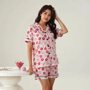 Custom Women's Pajamas Short Sleeves and Shorts Pajama Sets Loungewear Sleepwear for Summer Pyjamas
