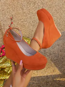 French Style Wedge Sandals, Round Toe Low Cut Thin Ankle Strap Thick Sole Waterproof Platform High Heel Shoes, Large Sizes Available, Multiple Colors, Women Classy Stylish Fashion