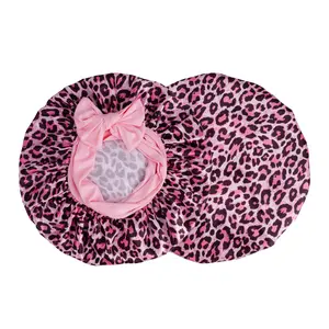 Leopard Pattern Satin Hair Bonnet, Elastic Brimless Night Cap for Curly Hair, Stylish Headwear for All Hair Types, Ideal Holiday gift