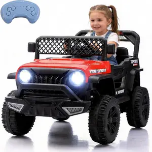 Kids Ride on Truck, 12V Battery Powered Electric Car for 2-4 Years, Remote Control Jeep with Rocking Function, Bluetooth, Spring Suspension for Off-Road, LED Lights.