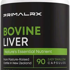 Grass Fed Beef Liver Capsules - Bovine Liver Dietary Supplement with Vitamin A, B12, Choline, and Heme Iron - 90 Capsules