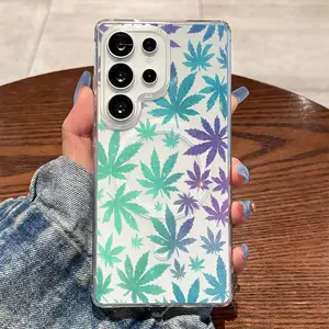 Durable Hard Case Featuring a Multicolored Gradient Cannabis Leaf Design,for Samsung Galaxy S26 S25 S24 S23 S22 S21 S20 Fe Plus Ultra Edge S10E A57 A56 A55 A54 A37 A36 A35 A34 A26 A25 A24 A23 A17 A16 A15 A14 A07 A06 A05s Note20 Note10 Note9