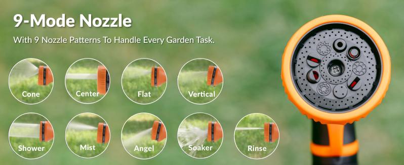 Giraffe Tools Retractable Garden Hose Reel 100FT Garden Water Hose Reel, Automatic Rewind System, 3-layer-hybrid hose, Lock at any lenghth Tangle-Free Kink-Free, 9-Pattern Nozzle, 180° Swivel Bracket Wall-Mounted