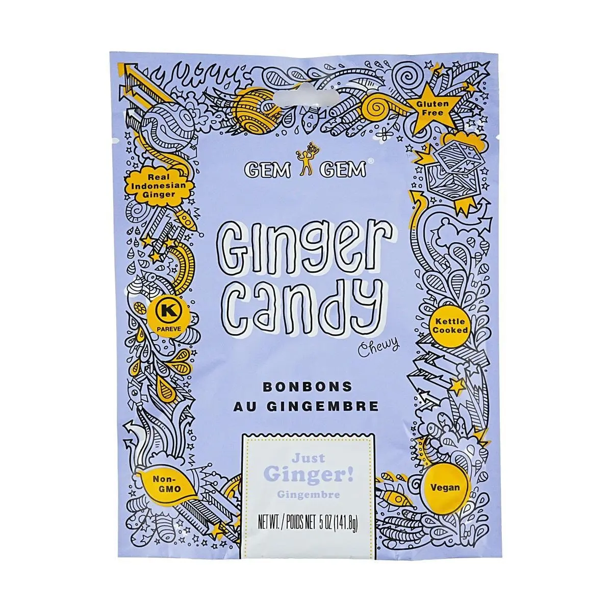 CW Korean Ginger Chewy Candy 141.8g - Soft & Delicious Korean Snack, Authentic Ginger Flavor