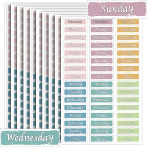 480 Pcs Day of The Week Stickers Silver Foiled Date Covers Decorative Self Adhesive Removable Labels for Planners Journal School(1.6 x 0.4 Inch,Square)