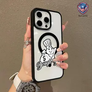 Magnetic Phone Case Supports Wireless Charging for iPhone 15 16 14 Pro Max 13 12 11 Plus Dough Boy Aesthetic Pattern Anti-Yellowing Shockproof durable Crystal Transparent Acrylic Cover