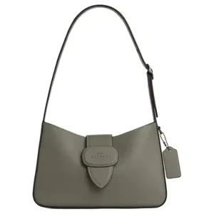 COACH Eliza 25 Leather Top-Handle Crossbody Bag for Women, Gunmetal and Olive Green