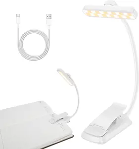 Rechargeable LED Book Light for Reading in Bed – Clip-On Reading Light with 3 Color Modes, Stepless Dimming, Memory Function & Long Battery Life, Eye-Care Portable Light for Book Lovers