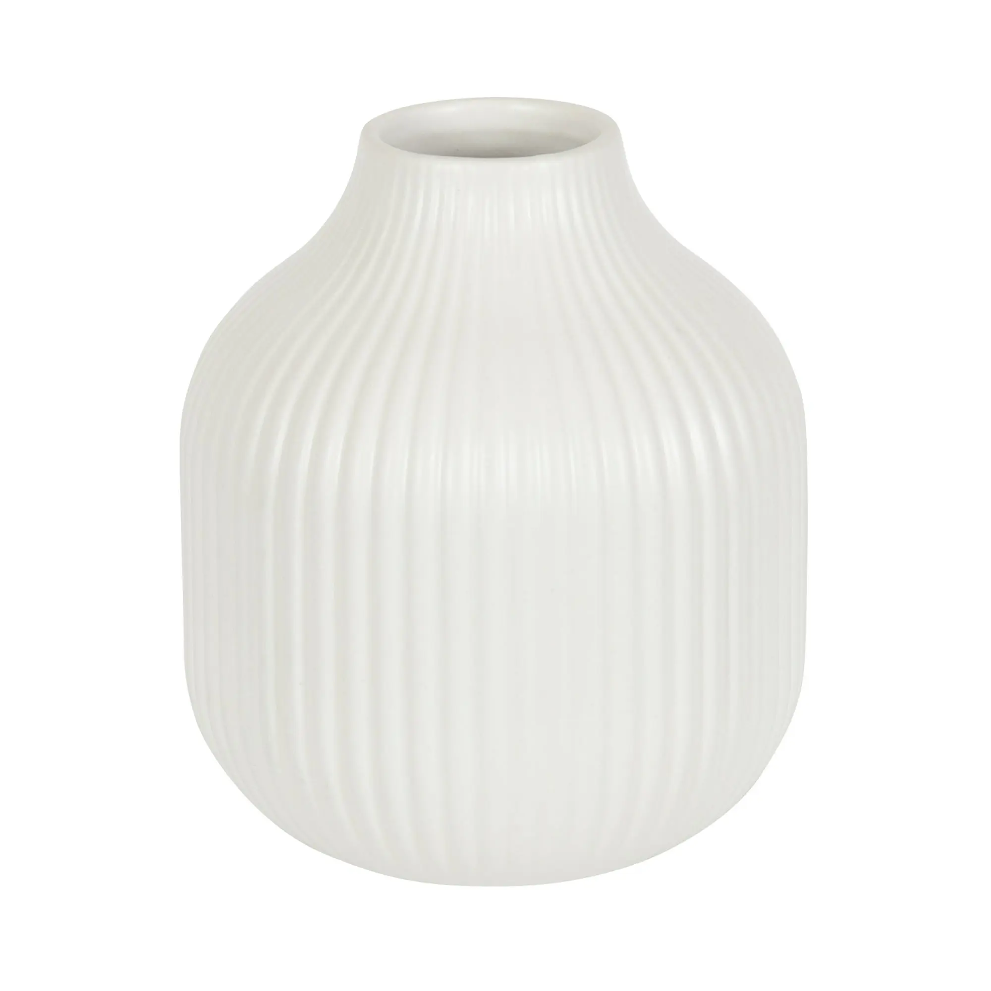 Better Homes & Gardens Ribbed Ceramic Vase, 6", Cream