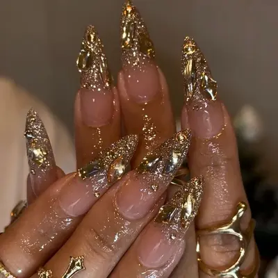 nails for gold sequin dress Amazon.com: Holographic Gold Glitter Nail Art Sequins, Mixed Gold Glitters Flakes Powder Foils, 8 Designs Gold Acrylic Nails Supplies for Women Girls Manicure Sparkly Decorations, DIY Resin Shiny Nail Art Tips :